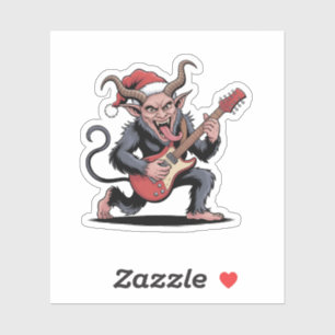 Sticker Evil Krampus Jouer Guitare Musique Électrique Noël