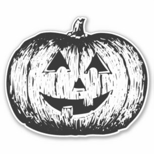 Sticker Evoke Nostalgie d'Halloween : Citrouille sculpté