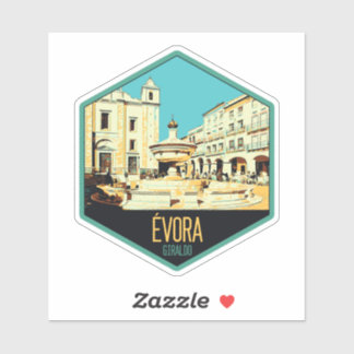 Sticker Evora Giraldo carré illustration Portugal