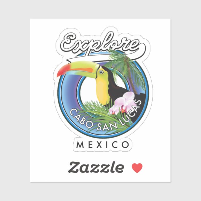 Sticker explorer cabo san lucas mexico timbre de voyage pa (Feuille)