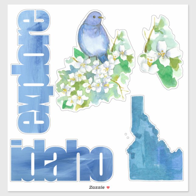 Sticker Explorez Idaho Bluebird Syringa Flower (Feuille)