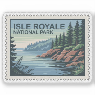 Sticker Explorez le côté sauvage de l'île Royale Timbre