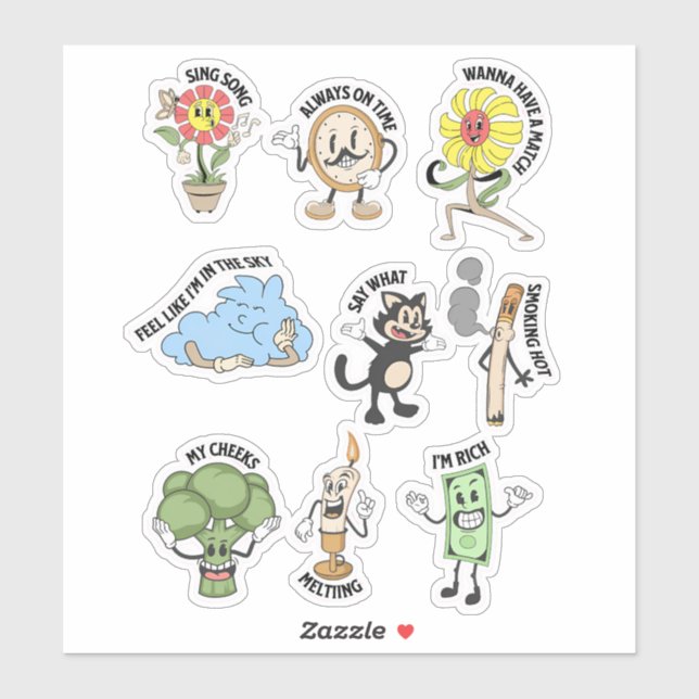Sticker Express-toi à Kawaii ! Caractère amusant (Feuille)