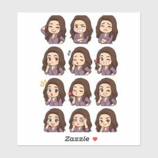 Sticker Exprimez-le tout : Pack de fille Chibi mignonne
