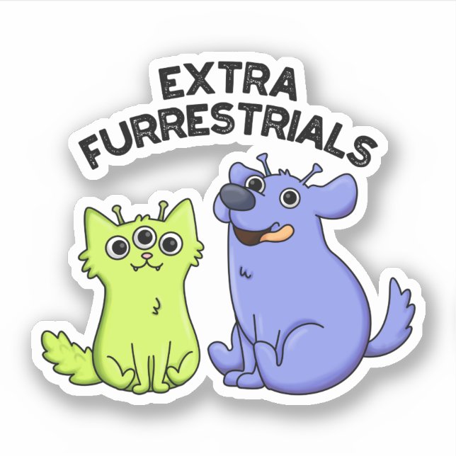 Sticker Extra Furrestries Funny Alien Furry Pet (Devant)