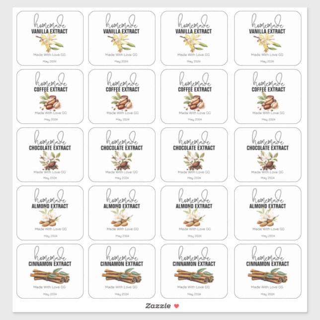 Sticker Extraits faits maison Cadeaux de l'autocollant de  (Feuille)
