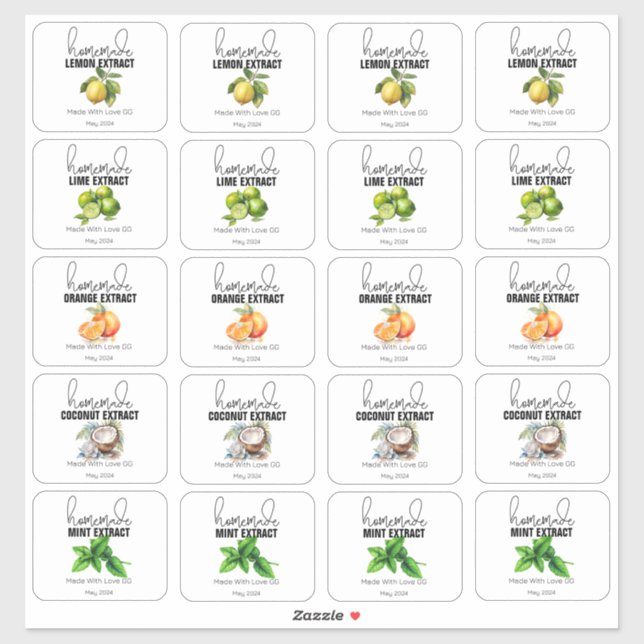 Sticker Extraits faits maison de la petite cuisine (Feuille)