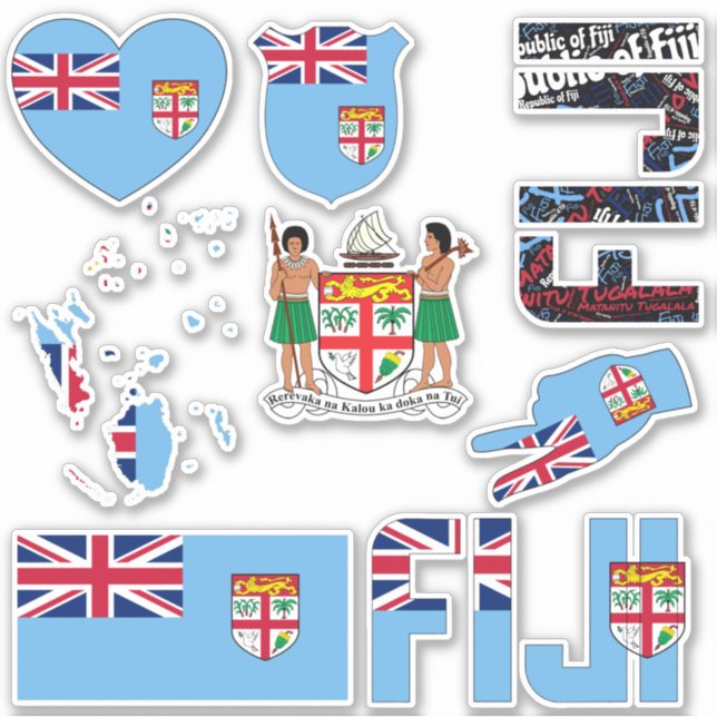 Sticker Extraordinaire Fidji Forme les symboles nationaux (Devant)