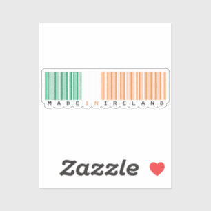 Sticker Fabriqué en Irlande Code-Barres Drapeau