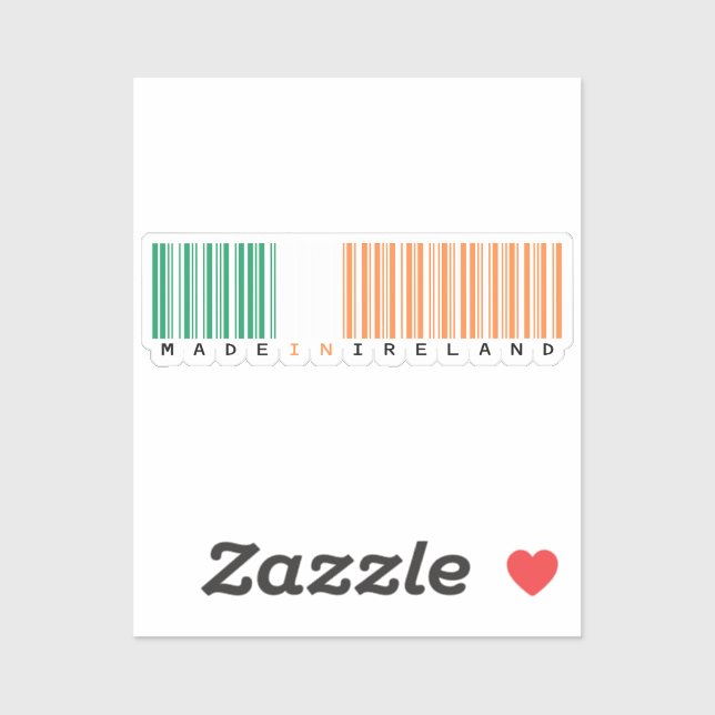 Sticker Fabriqué en Irlande Code-Barres Drapeau (Feuille)