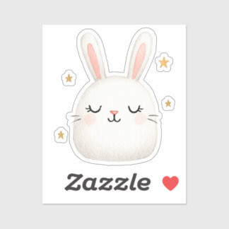 Sticker Face de lapin mignonne - Jeu de lapin blanc adorab