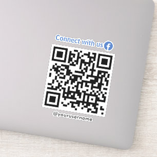 Sticker Facebook Connectez-vous avec nous Code Qr Blanc