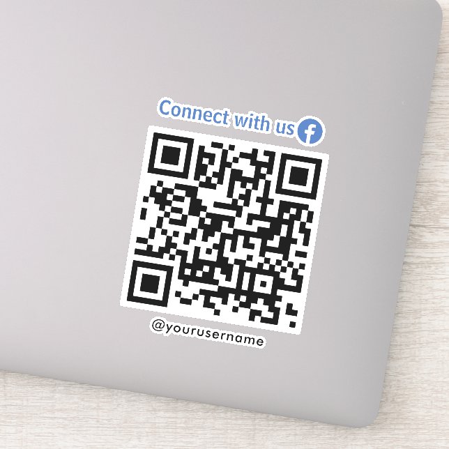 Sticker Facebook Connectez-vous avec nous Code Qr Blanc (Détail)
