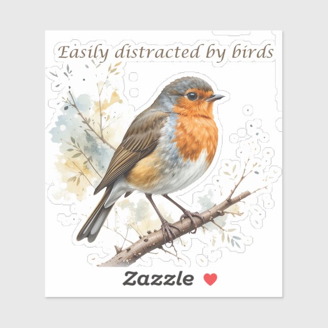 Sticker Facile à distraire par les oiseaux Citation amusan (Feuille)