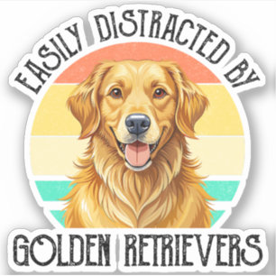 Sticker Facilement Distrait Par Les Golden Retrievers