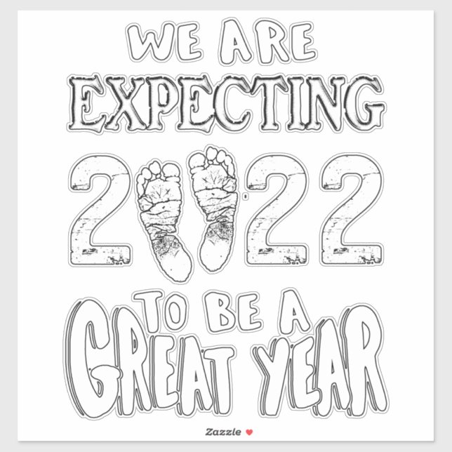 Sticker Faire-part de grossesse 2022 Nous Nous Attendons (Feuille)