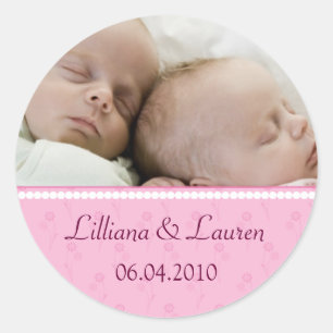 Sticker Faire-part Pink Pearl Twins