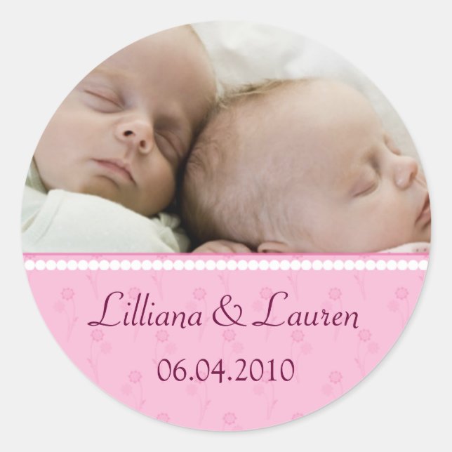 Sticker Faire-part Pink Pearl Twins (Devant)
