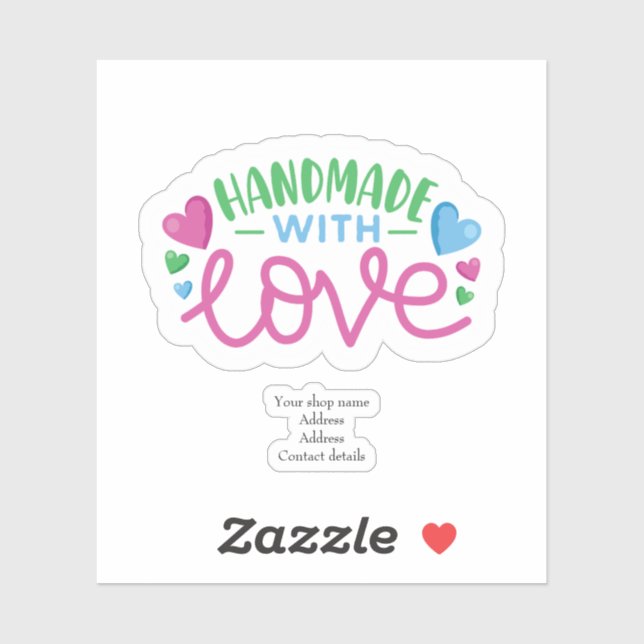 Sticker Fait à la main avec amour Personnalisé (Feuille)