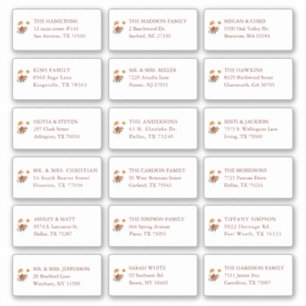 Sticker Fall Floral Mariage Guest Nom du bénéficiaire Adre