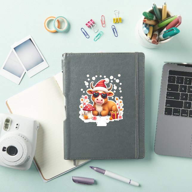 Sticker Fall Highland Cow Pumpkin Bow Christmas Girls Kids (Couverture iPad)
