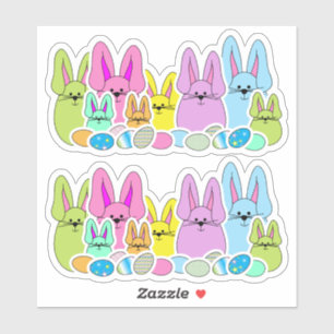 Sticker Famille Bunny de Pâques - Kiss-Cut