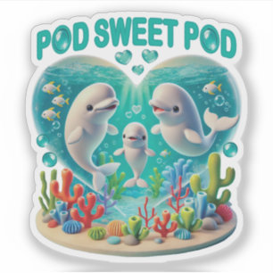 Sticker Famille de baleines "Pod Sweet Pod"