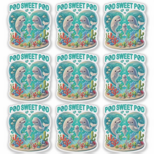 Sticker Famille de baleines "Pod Sweet Pod" (Devant)