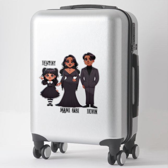 Sticker Famille ethnique éffrayante mignonne Halloween (Sur valise)