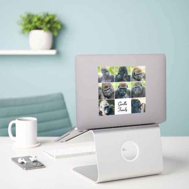 Sticker Famille Gorilla (Ordinateur portable sur le bureau)