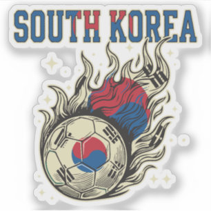 Sticker Fan de football sud-coréen avec ballon en flammes