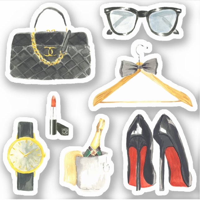 Sticker Fancy Girl Purse Talons Lipstick Planner Fun (Devant)