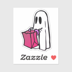 Sticker Fantôme avec Sac Trick ou Traiter Brownie