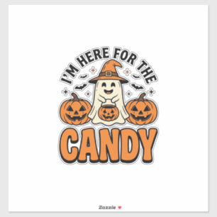 Sticker Fantôme d'Halloween ici pour les bonbons Mignon Vi