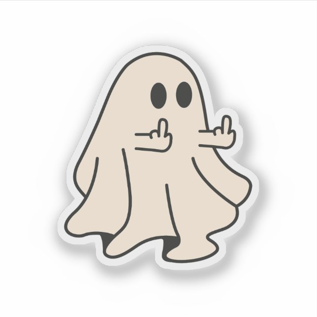 Sticker Fantôme du doigt moyen, Halloween du fantôme Éffra (Devant)
