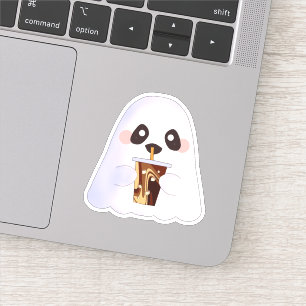 Sticker Fantôme éffrayant Avec Café Glacé