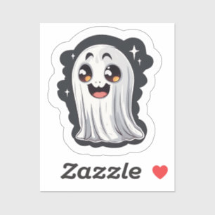 Sticker fantôme mignon dans le ciel étoilé