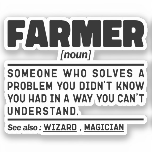 Sticker Farmer Noun Définition Cool Agriculture Louveur à  (Recto)