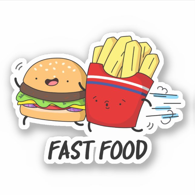 Sticker Fast Food Burger Drôle Et Fries Pun (Devant)