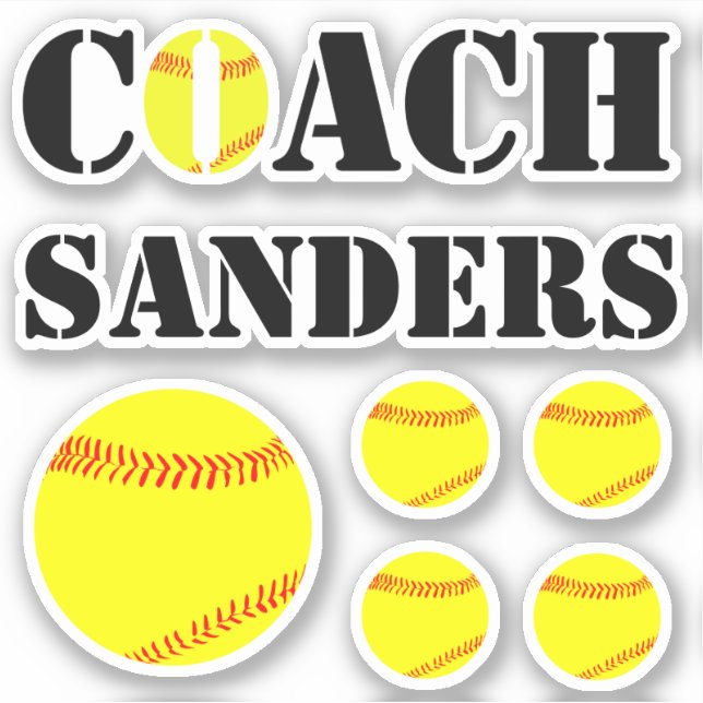 Sticker Fastpitch Softball entraîneur Nom personnalisé Fun (Devant)