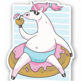 Sticker Fat amusant Unicorne Pool Party Chilling Inflatabl