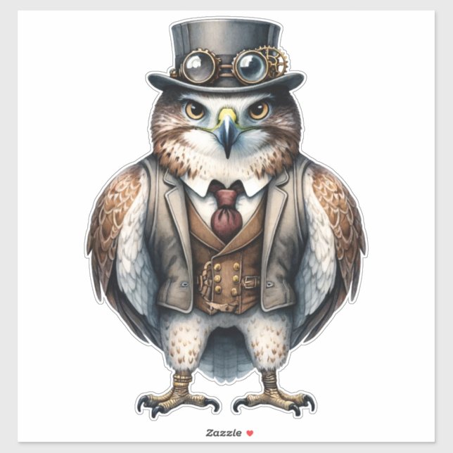 Sticker Faucon de Steampunk (Feuille)