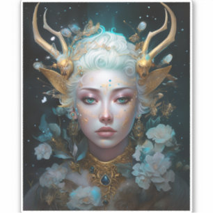 Sticker Faun Elf Femme Imaginaire Art