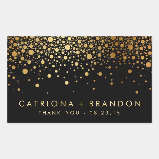 Sticker Faux Black and Gold Foil Confetti Favorise (Devant)
