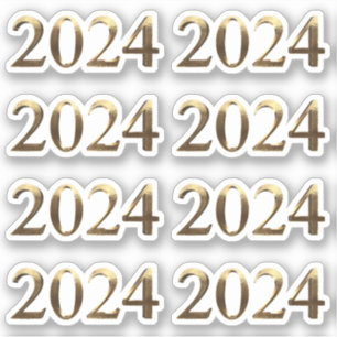 Sticker Faux Gold Année Numéro Bonne Année 2024