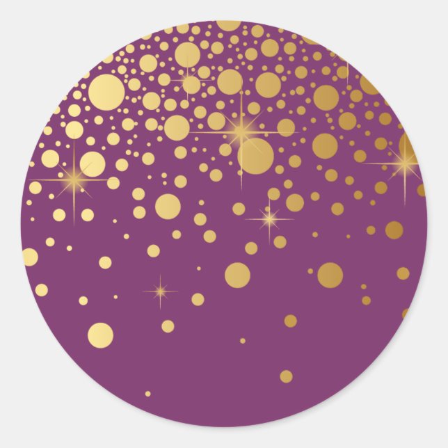 Sticker Faux Gold Foil Confetti Dots Violet (Devant)