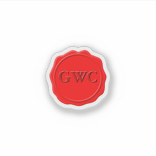 Sticker Faux Red Wax Seal Monogramme personnalisé