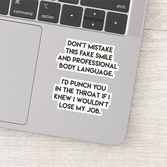 Sticker Faux sourire - Drôle, Citation Sarcastique (Détail)