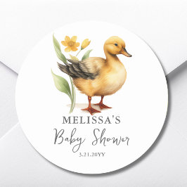 Sticker Faveur Baby shower de canard de ferme mign
