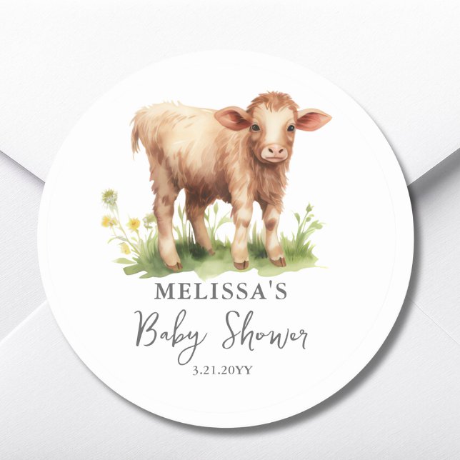 Sticker Faveur Baby shower Vache Agricole (Créateur téléchargé)